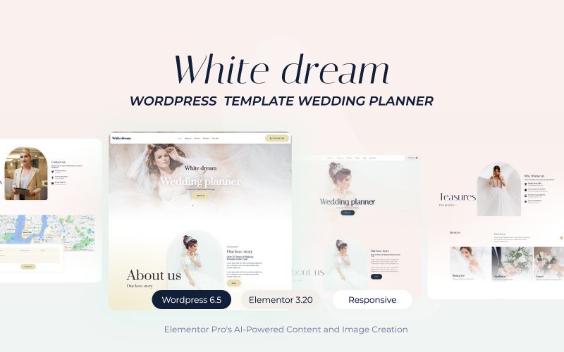 白色的梦想婚礼策划模板WordPress