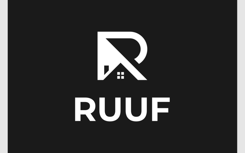 字母R屋顶房子的家庭标志
