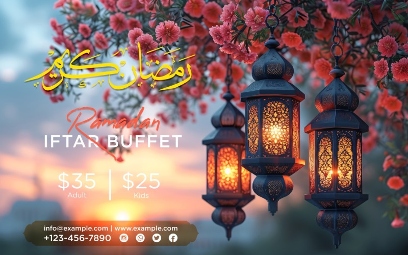 Plantilla de diseño de banner de buffet Iftar de Ramadán 166