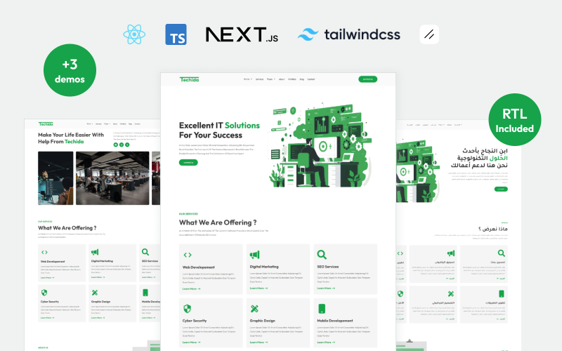 Techida - IT解决方案和企业服务Next js网站模板