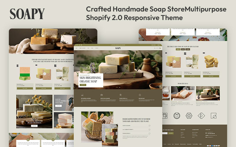 Soapy - Handgemaakte handgemaakte zeep- en sojakaarsenwinkel Multifunctioneel Shopify 2.0 responsief thema