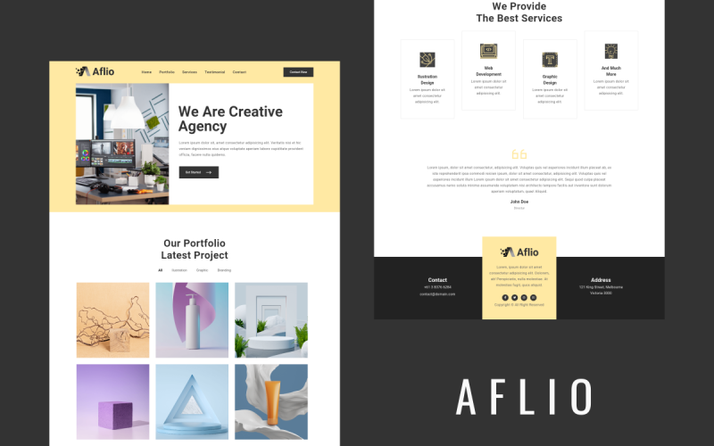 Aflio - Portfolio Elementor Kit-sjabloon voor bestemmingspagina's