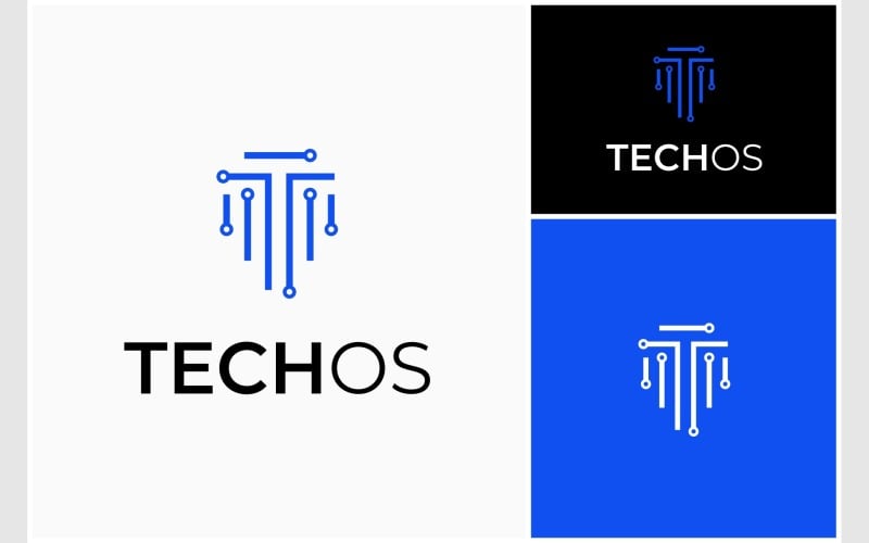 Logotipo de tecnología electrónica de circuito de letra T