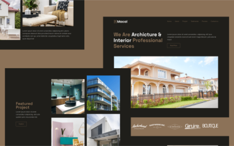 Macal -建筑 & 室内设计元素套件登陆页面模板