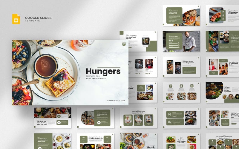 饥饿-食物 & 餐厅谷歌幻灯片模板