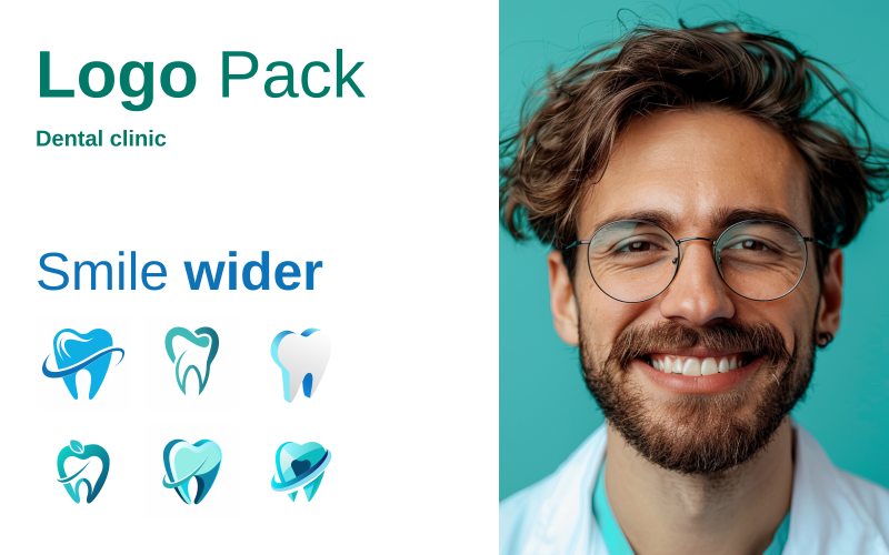 Sonríe más ampliamente: paquete de logotipos de clínica dental minimalista