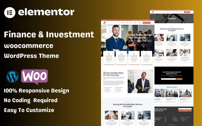 WordPress主题WooCommerce Elementor的金融和投资