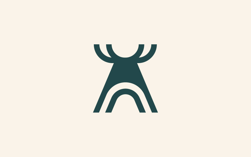 鹿标志设计模板与字母A