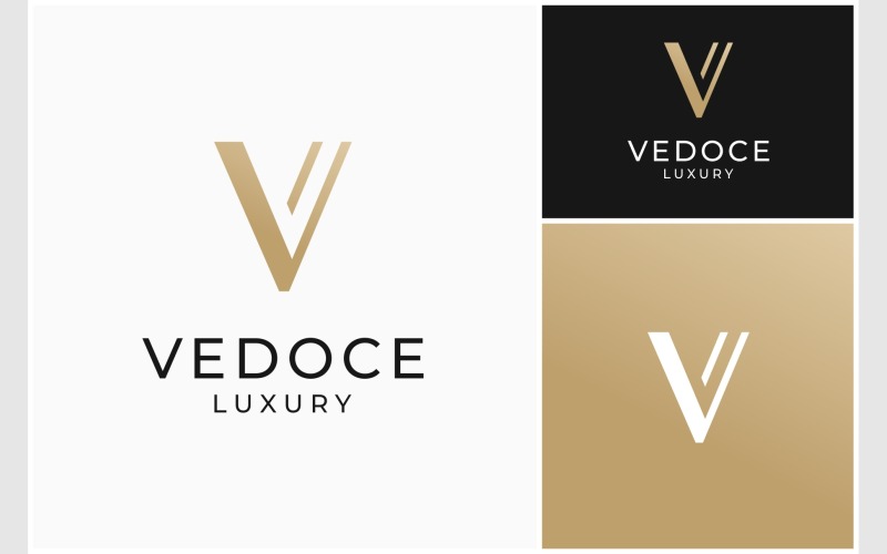 Buchstabe V Gold Luxus Monogramm Logo