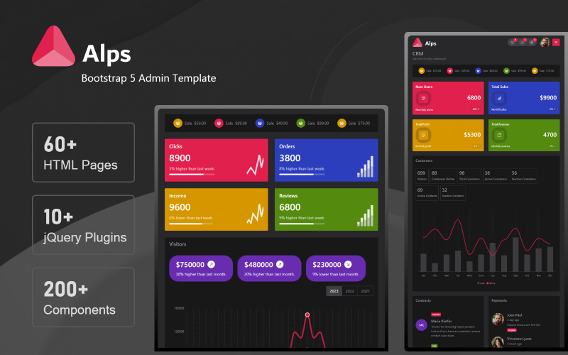 阿尔卑斯山- Bootstrap 5 Dark管理模型