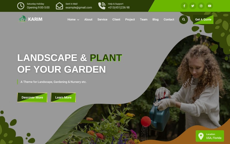 Karim - HTML5-bestemmingspaginasjabloon voor tuinieren en landschapsarchitectuur