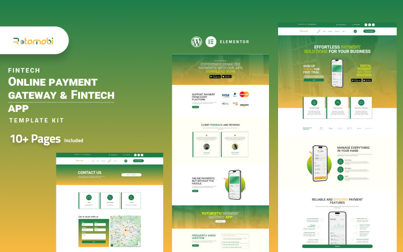 Rotomobi: gateway di pagamento online e kit di modelli Fintech Elementor
