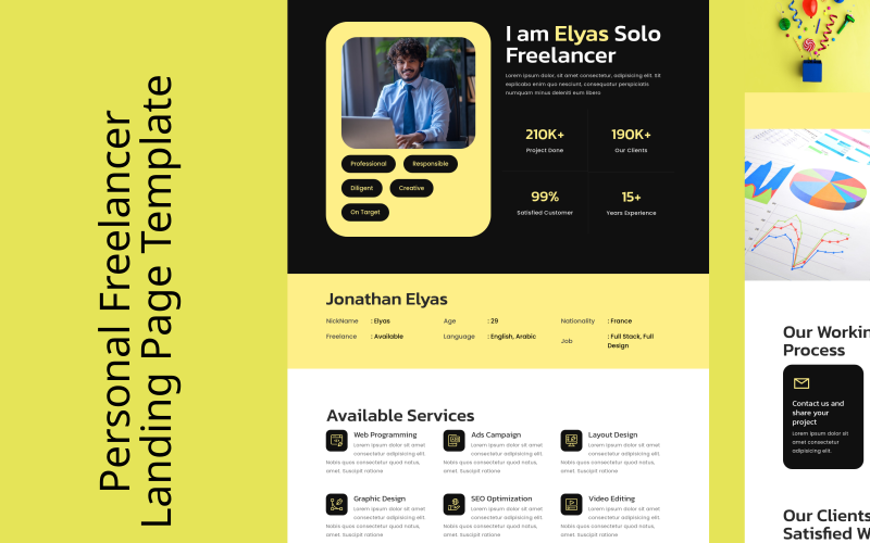 Elyas - Plantilla de página de destino del kit Elementor para autónomos personales