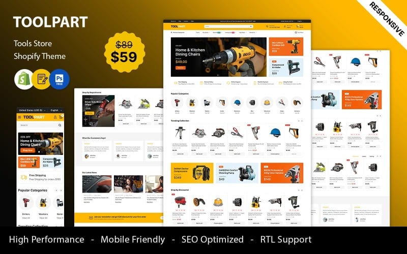 ToolPart – Tools Parts and Equipment 响应 Shopify 2.0的主题