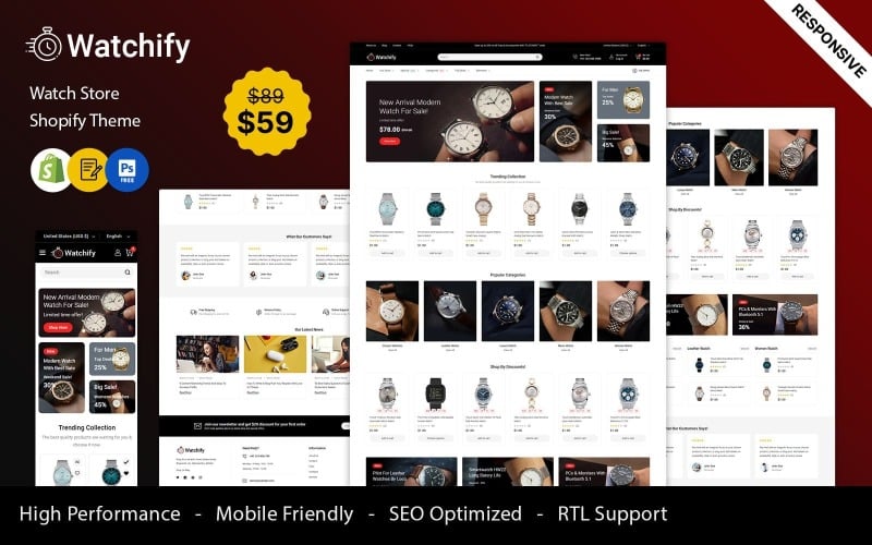 Watchify - Shopify主题2.0为手表和珠宝店