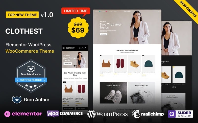 Clothest – Boutique de mode et accessoires Thème Elementor WooCommerce