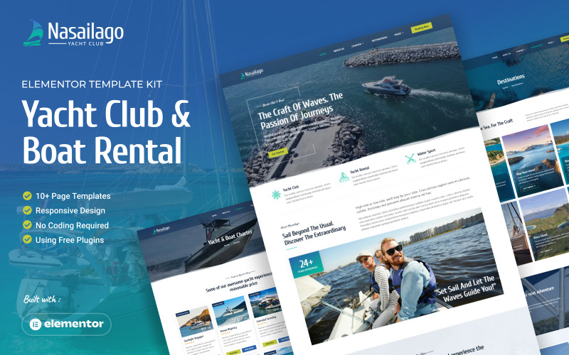 Nasailago - Jachtclub en bootverhuur Elementor-sjabloonkit