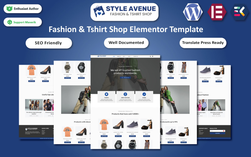 Style Avenue - Mode & Tshirt Shop WordPress Elementor Mall