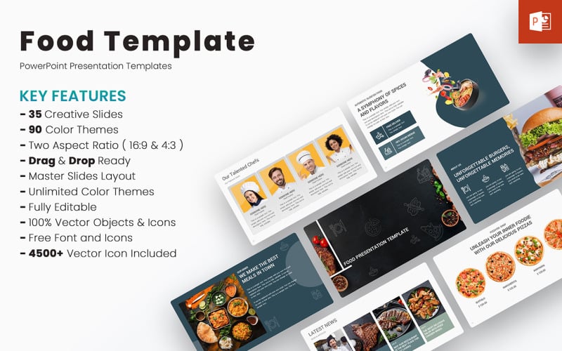 Voedsel PowerPoint-presentatiesjablonen ontwerpen