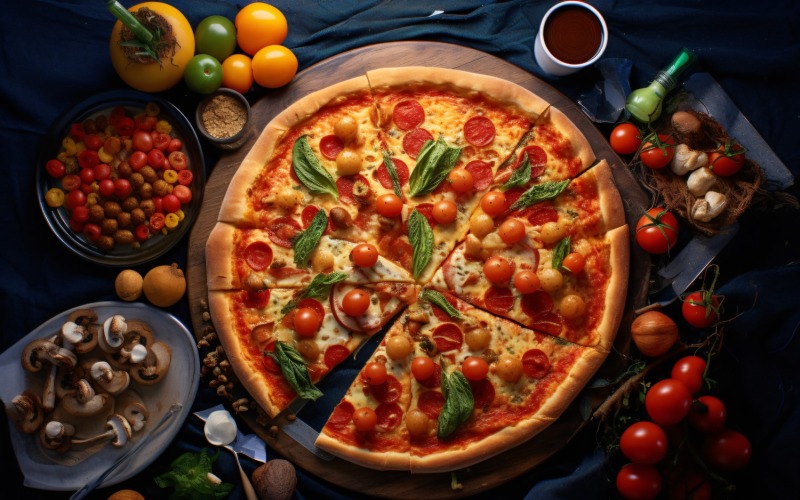 Flatlay Pizza Vegetariana Realista 80