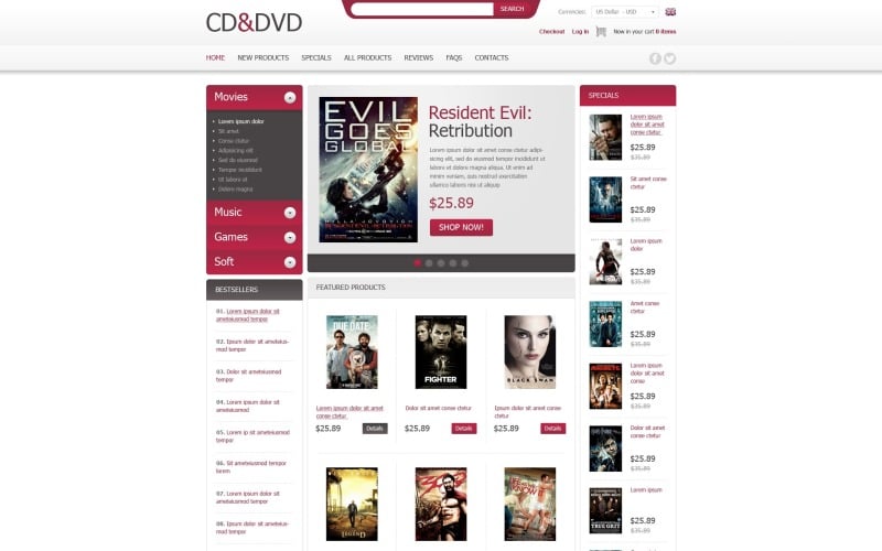 Modello ZenCart per CD e DVD