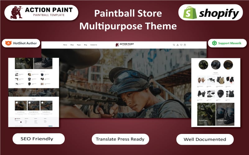 Пейнтбол — Shopify тема для магазина пейнтбольного оружия и снаряжения