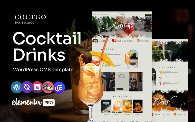 Coctgo  -  Cocktail Bar 多用途 WordPress Elementor Theme