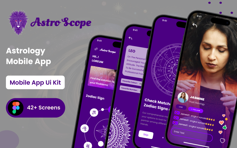 AstroScope - Modelo Figma de aplicativo móvel de astrologia