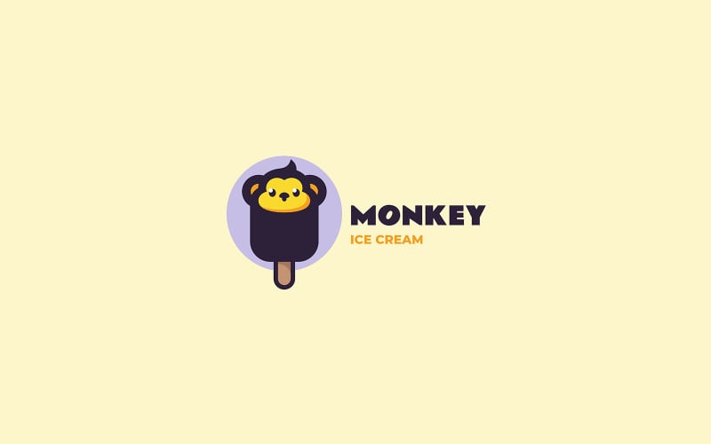 猴子冰淇淋吉祥物卡通标志