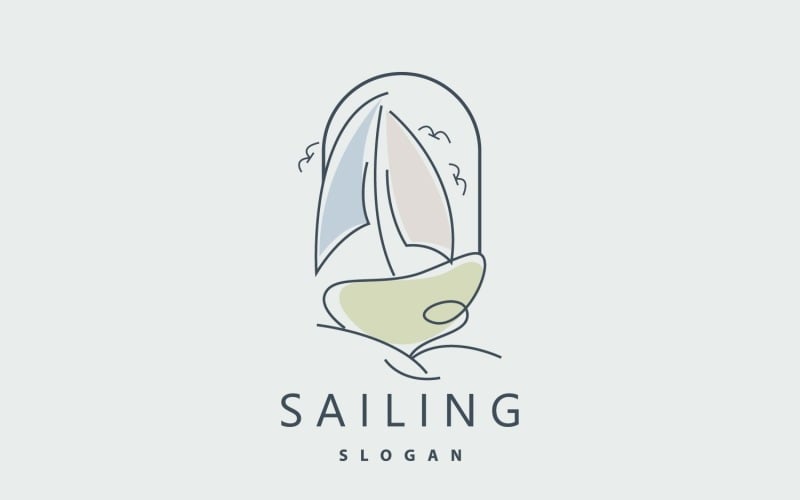 帆船标志设计渔船插图