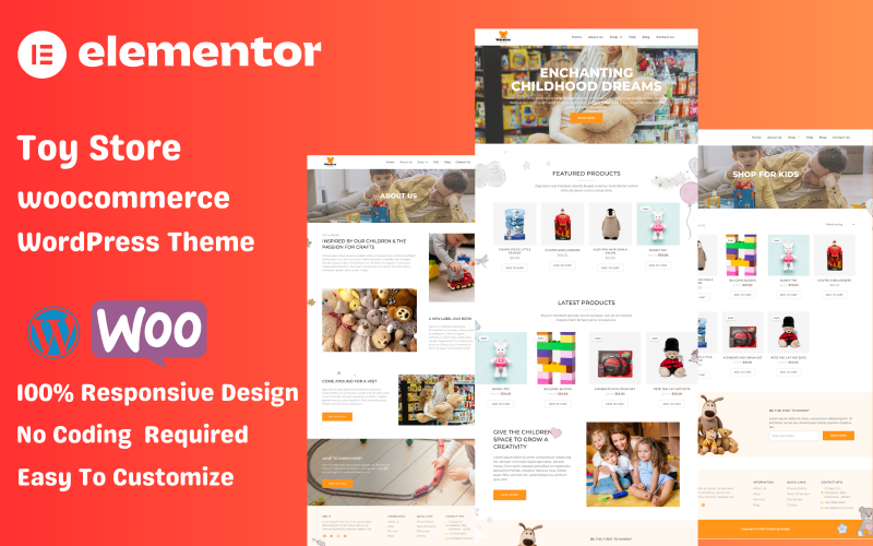 Магазин игрушек для детей Elementor Woocommerce WordPress тема