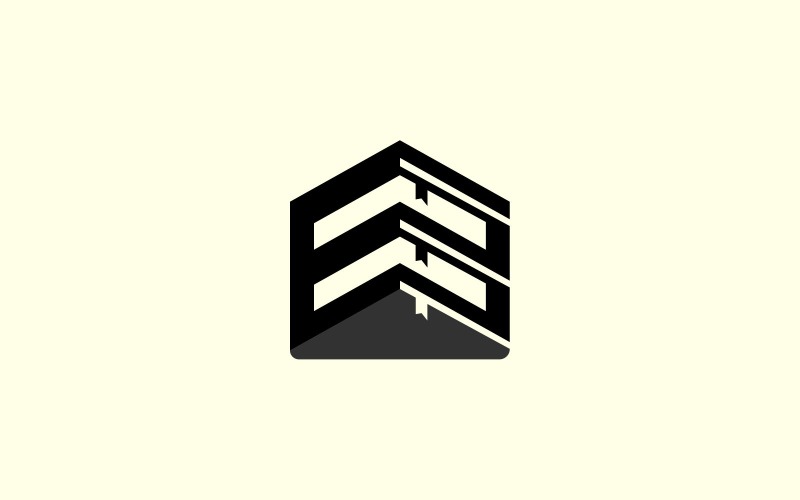 Plantilla de diseño de logotipo de casa de libro letra E