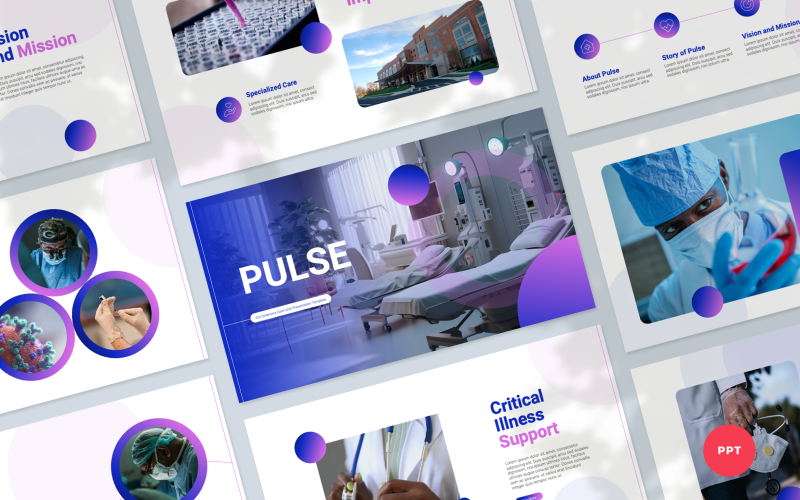 Pulse - PowerPoint演示模板的重症监护病房
