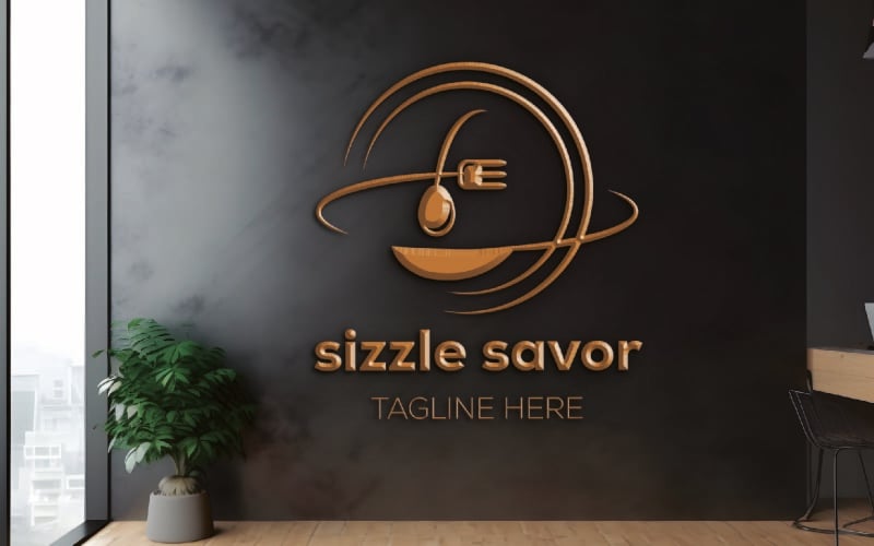 Gıda Markaları ve Restoranlar için Sizzle Tadını Çıkarın Logo Şablonu