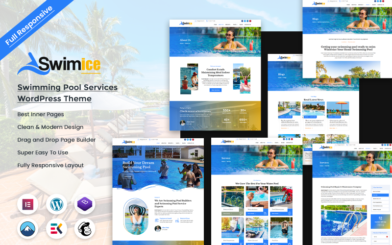 Swimice — тема WordPress для обслуживания бассейна