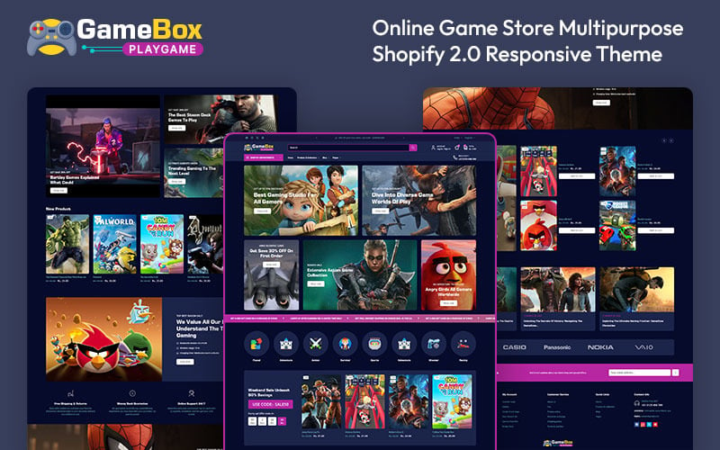 Gamebox - Boutique de jeux en ligne Thème réactif Shopify 2.0 polyvalent