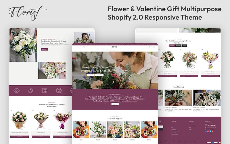 Bloemist - Bloem- en Valentijnscadeau Multifunctioneel Shopify 2.0 Responsief thema