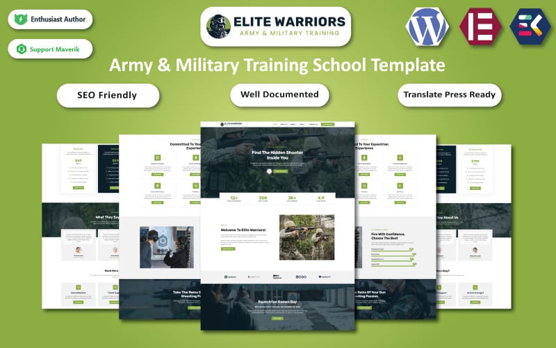 Elite Warriors - Army & Military Training School WordPress Elementor Mall