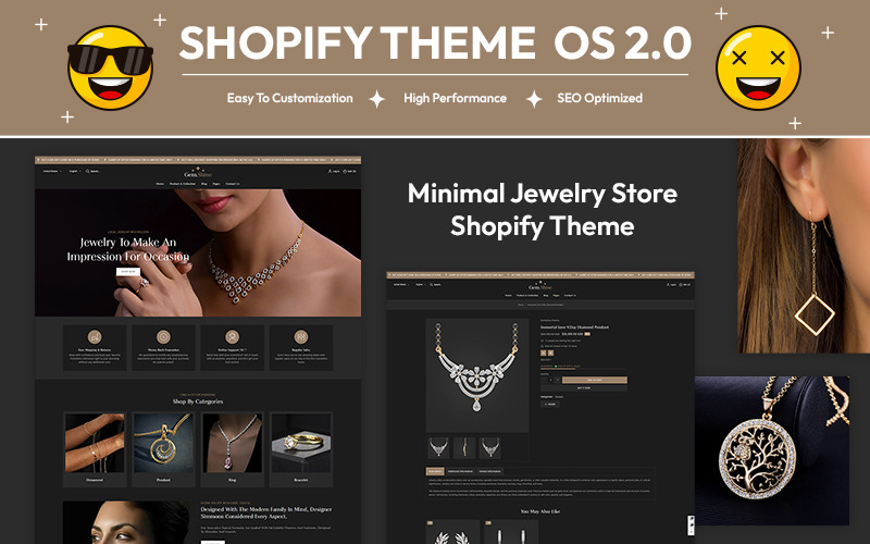 Gemshine -主题Shopify珠宝首饰Shopify简约干净的| |主题Shopify两.0
