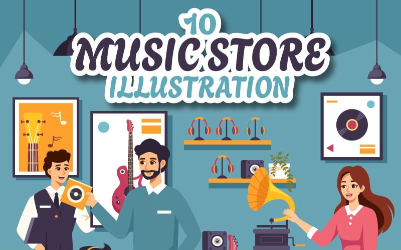 10 Hudební obchod Ilustrace