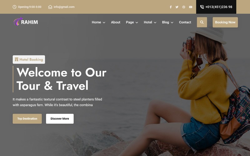 Rahim - Multipurpose Tour & Travel, Hotel Agency HTML5-webbplatsmall