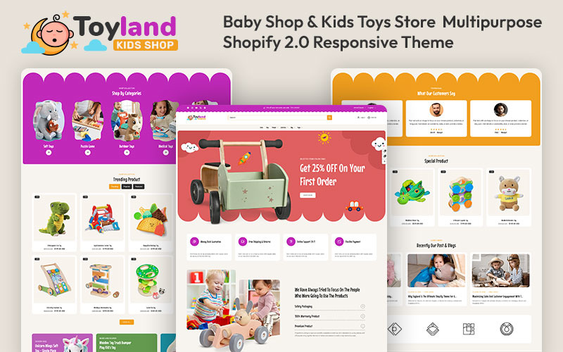 Toyland – Bababolt és gyerekjátékbolt Többcélú Shopify 2.0 reszponzív téma