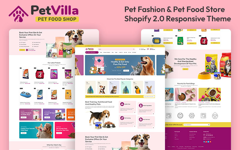 Petvilla - Thème réactif polyvalent Shopify 2.0 pour aliments et animaleries pour animaux de compagnie