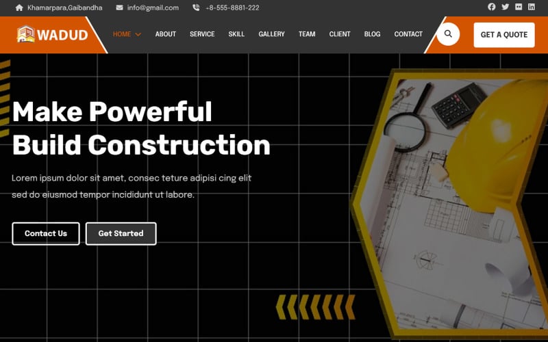 Wadud - Construction & 架构公司登陆页面模板