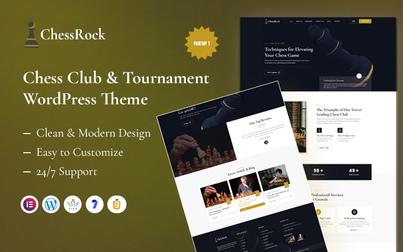 Chessrock -国际象棋俱乐部和锦标赛的WordPress主题