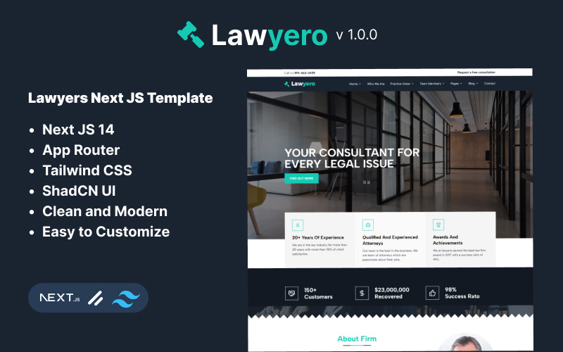 Lawyero - Modèle JS suivant pour les avocats