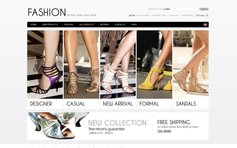 Fashion Shoes ZenCart Template