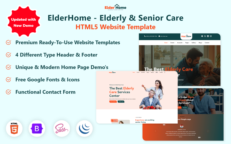 ElderHome – HTML5-шаблон веб-сайту догляду за людьми похилого віку та людьми похилого віку