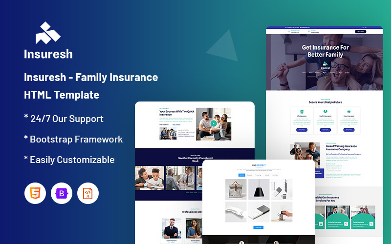 Insuresh -家庭保险网站模板