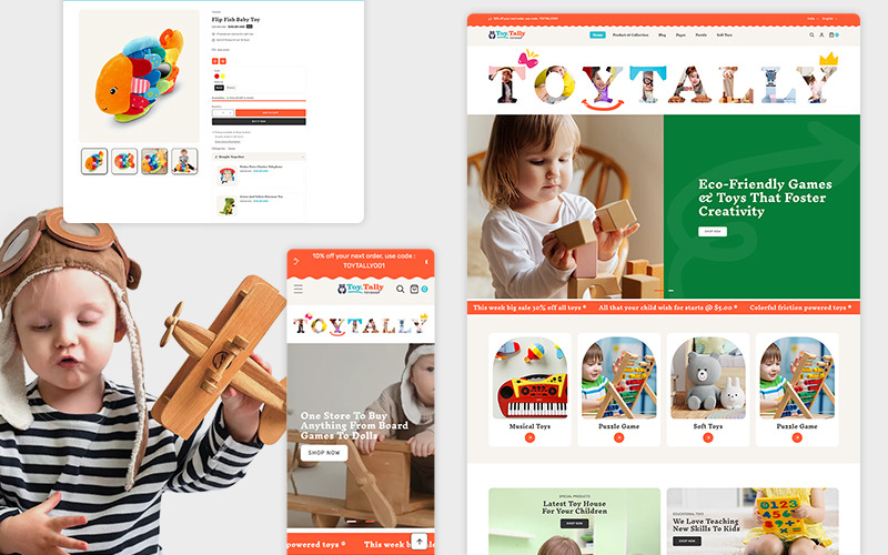 Toytally -反应性话题Shopify 2.0多用途 del negozio di giocattoli per bambini